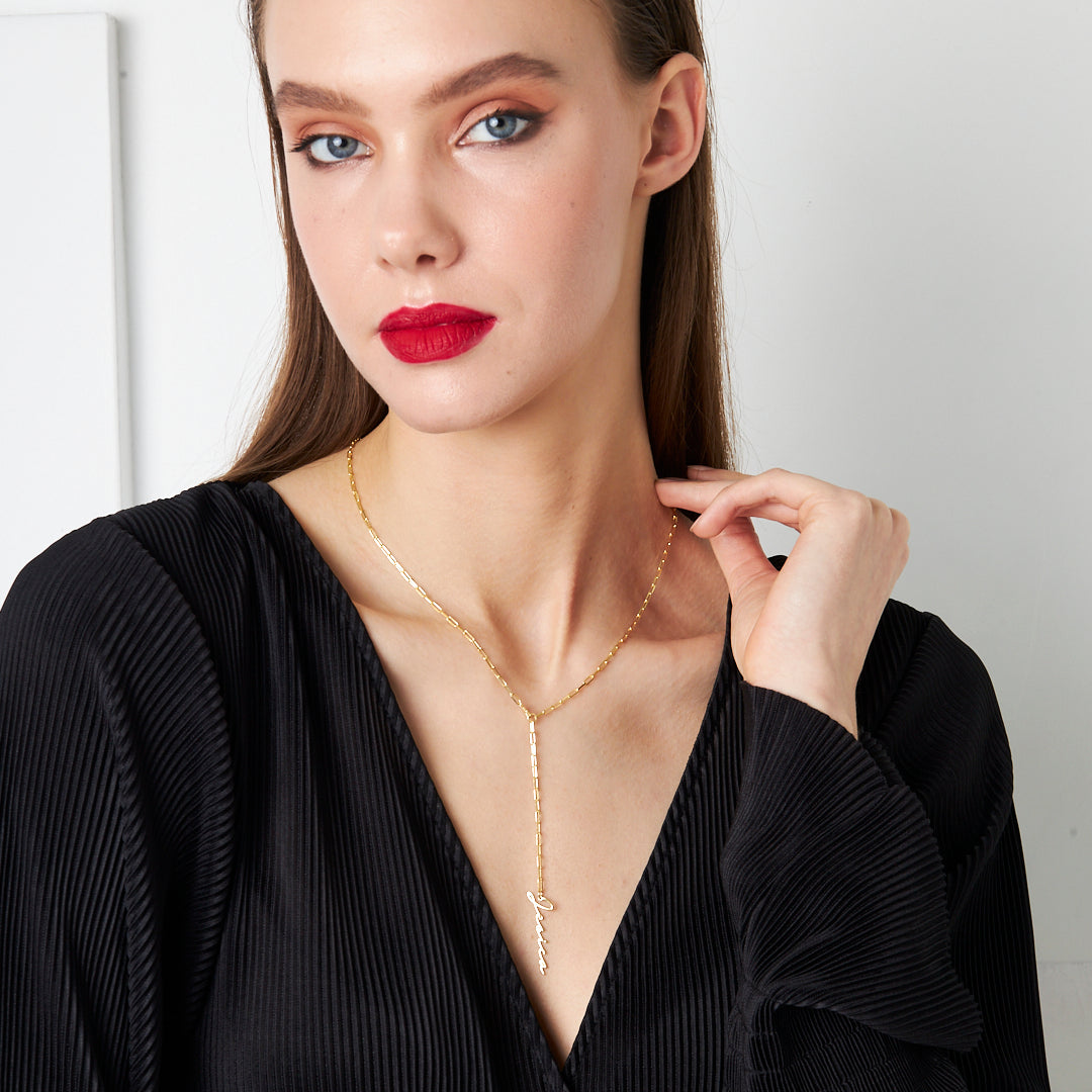 Uzun Zincir İsimli Kolye - 925 GÜMÜŞ