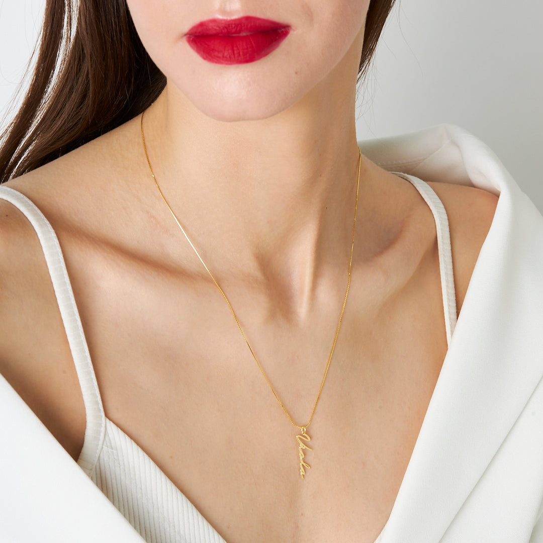 Balıksırtı Desenli İsimli Kolye - 925 GÜMÜŞ