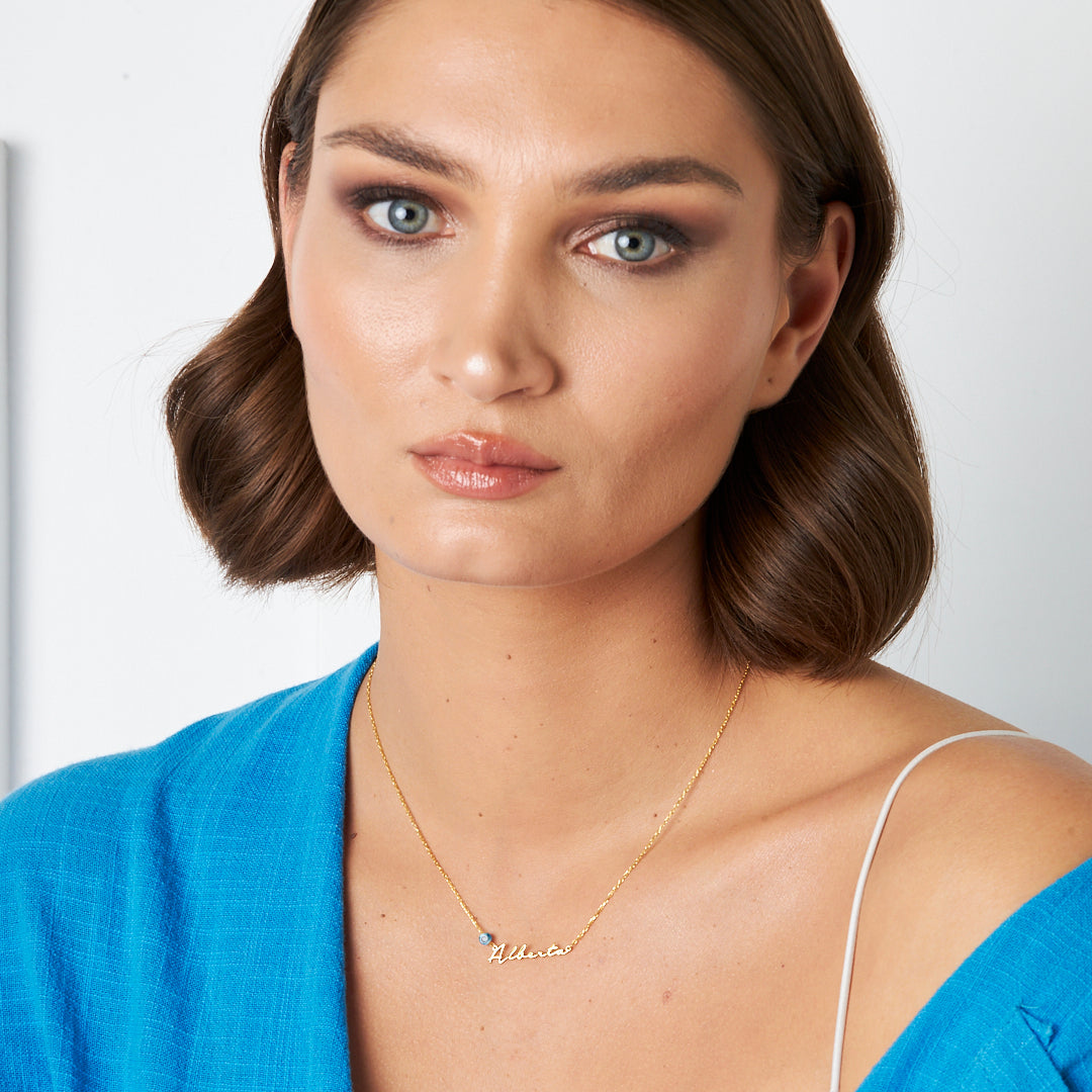 Nazar Sade Yazılı İsimli Kolye - 925 GÜMÜŞ