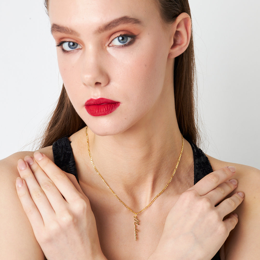 Dikey Tasarımlı İsim Kolye - 925 GÜMÜŞ