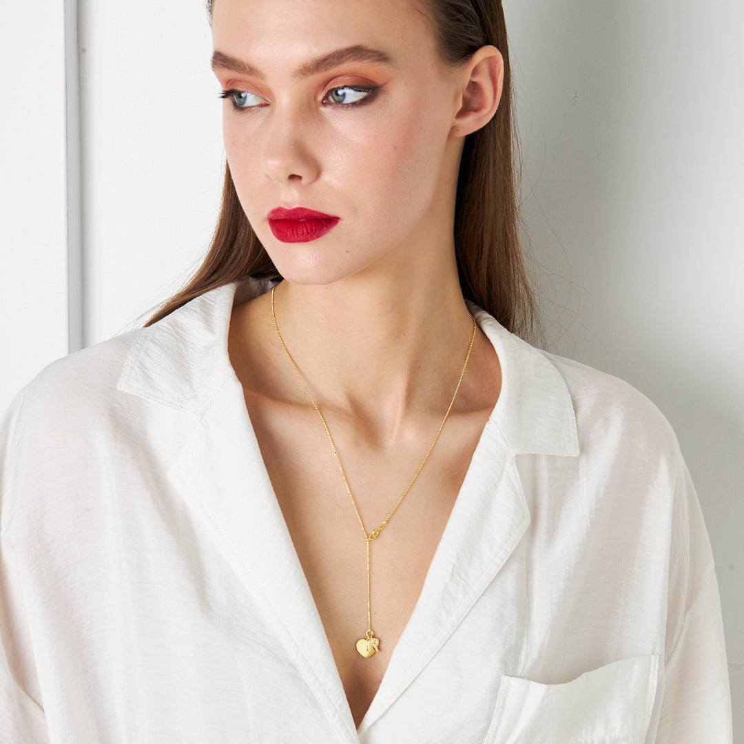 Top Zincirli Kalp Harf Kolye - 925 GÜMÜŞ