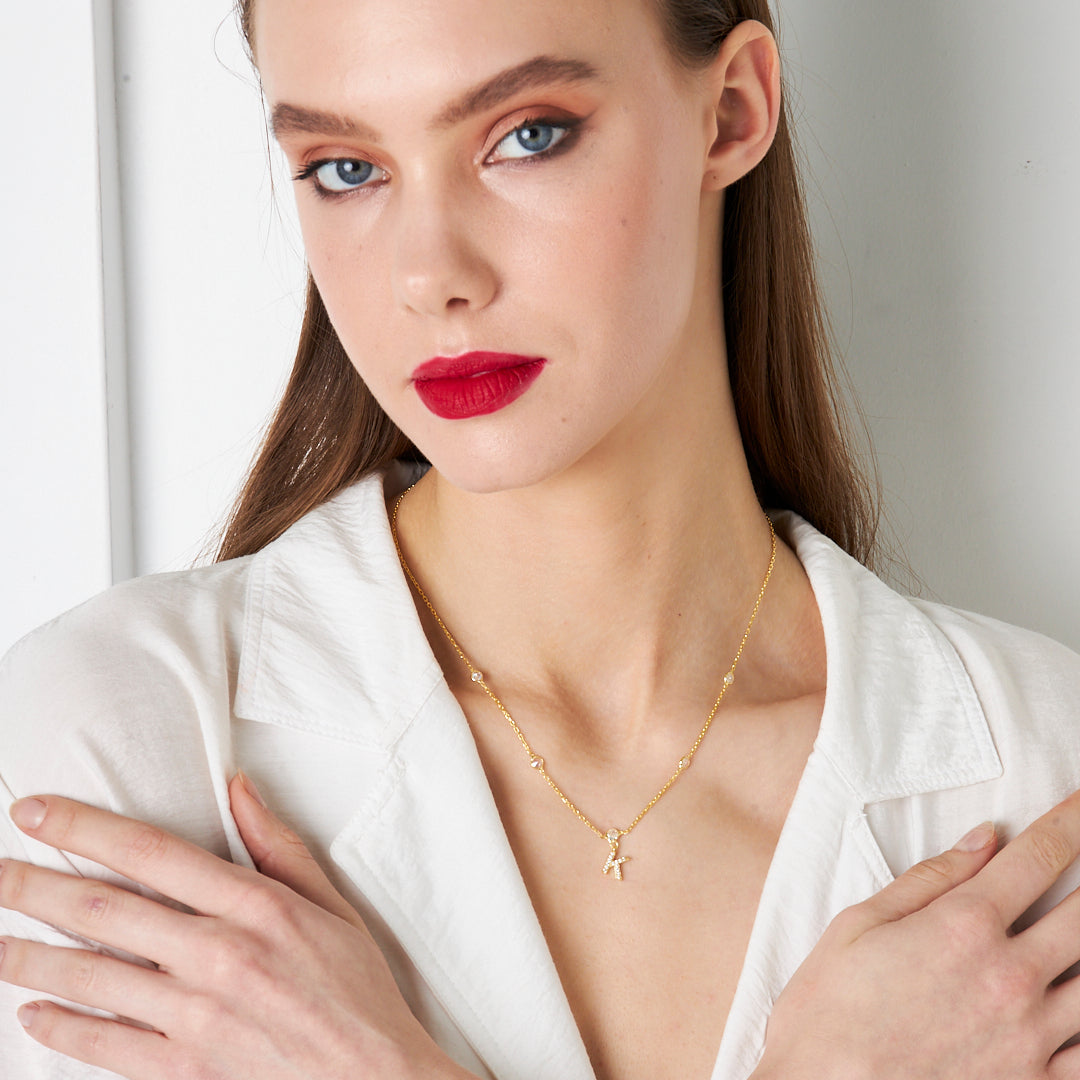 Tohumlu Zincir Harf Kolye - 925 GÜMÜŞ