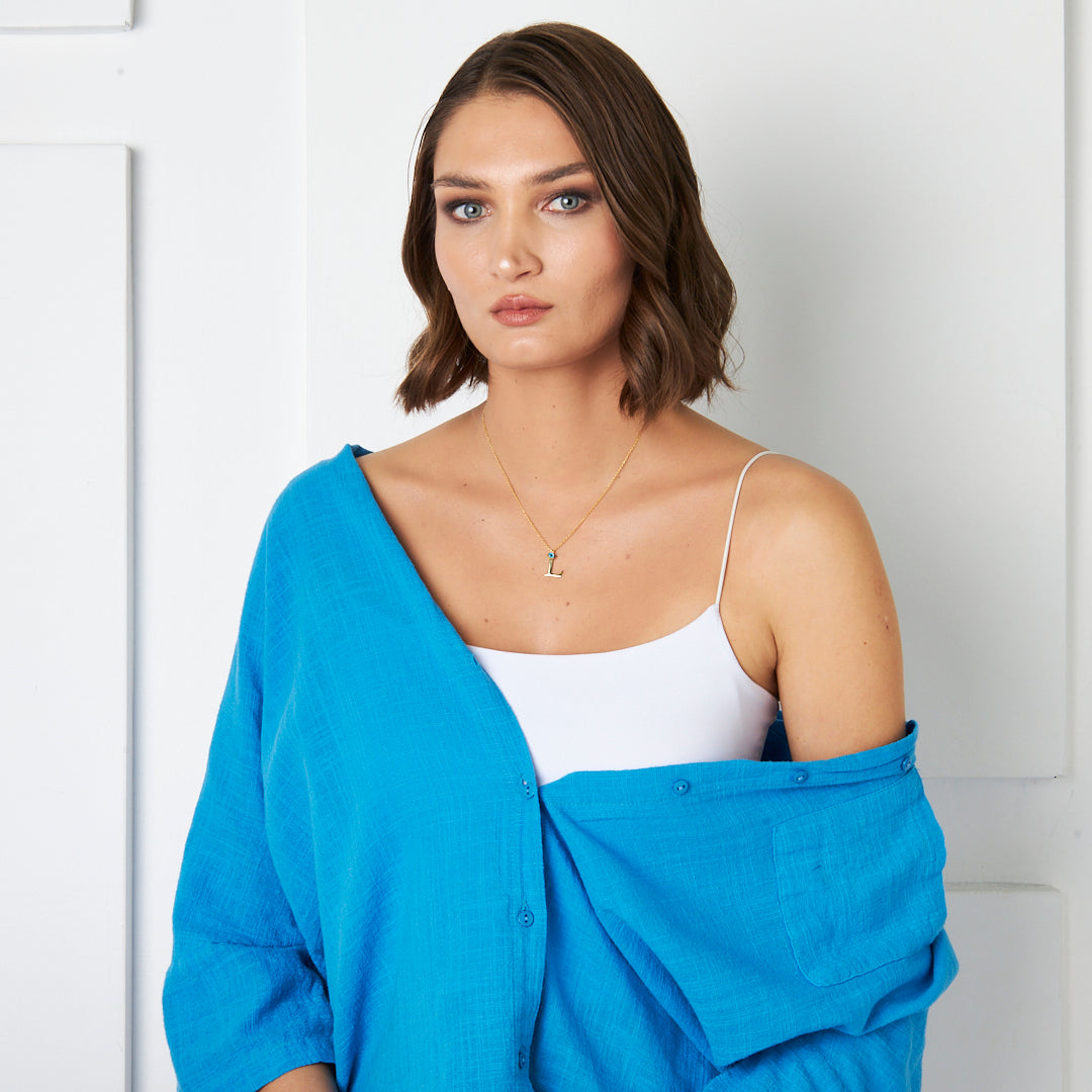 Nazar Harfli Kolye - 925 GÜMÜŞ