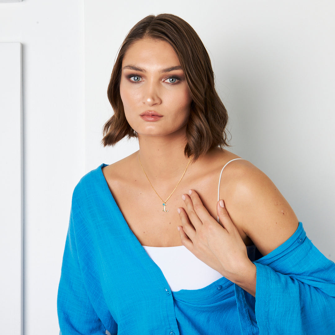 Nazar Harfli Kolye - 925 GÜMÜŞ