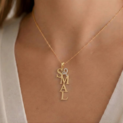 İsim Harf Charm Taşlı Burç Kolye - 925 GÜMÜŞ