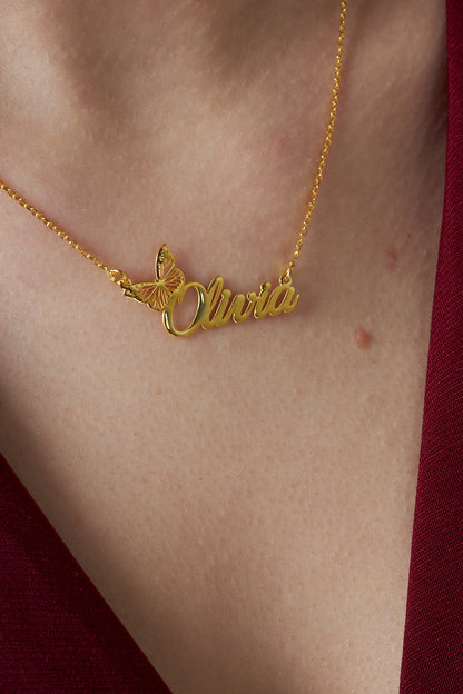 Kelebek Adı Kolye - 925 GÜMÜŞ