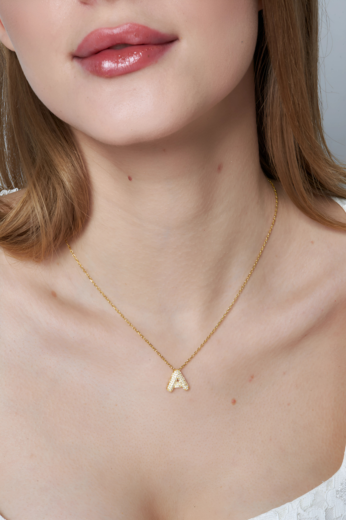 Bombeli Full Taşlı Harf Kolye - 925 GÜMÜŞ