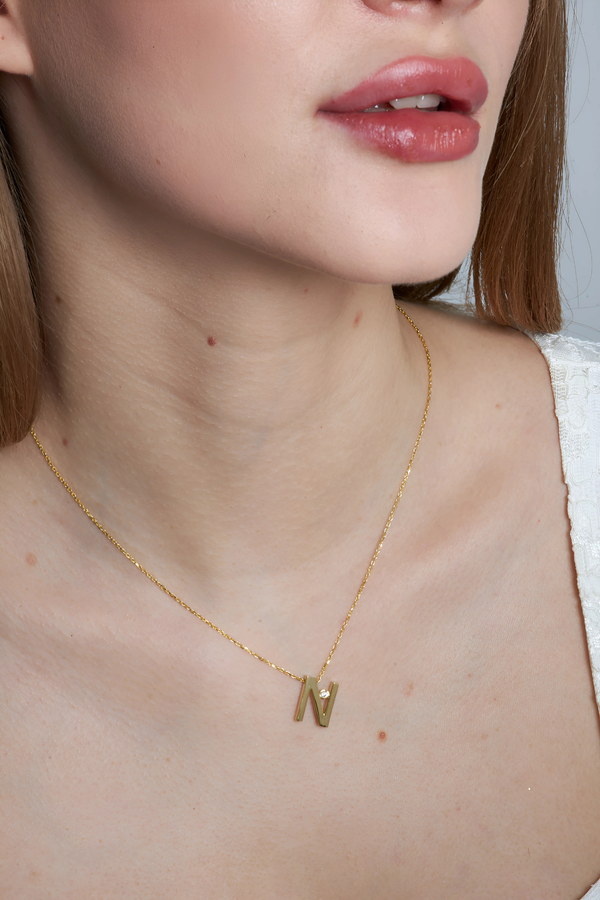 Pırlantalı Harfli Kolye - 925 GÜMÜŞ