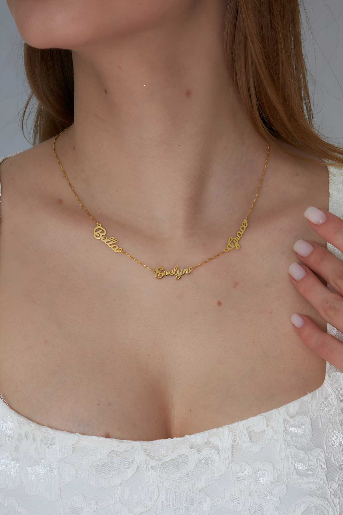 Üç İsimli Aile Zinciri Kolye - 925 GÜMÜŞ