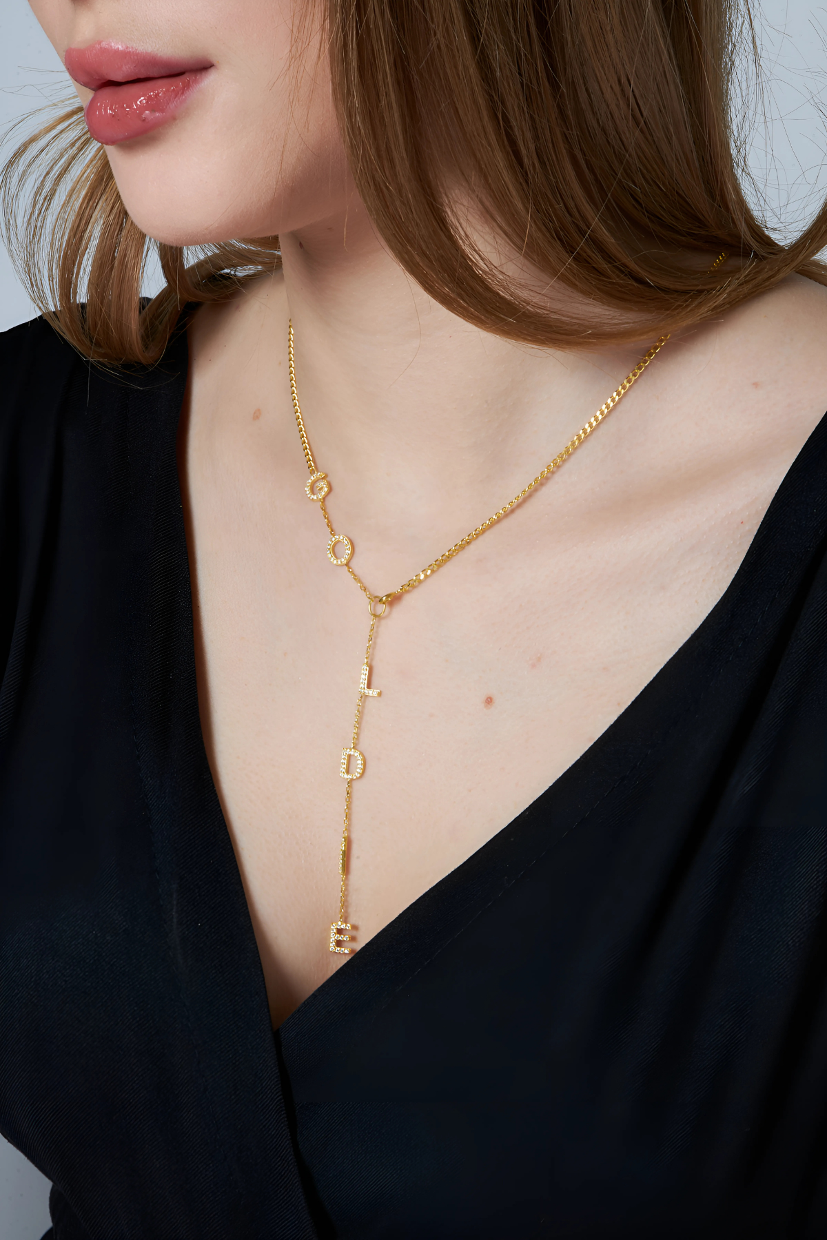 Taşlı Harfli Y Kolye - 925 GÜMÜŞ