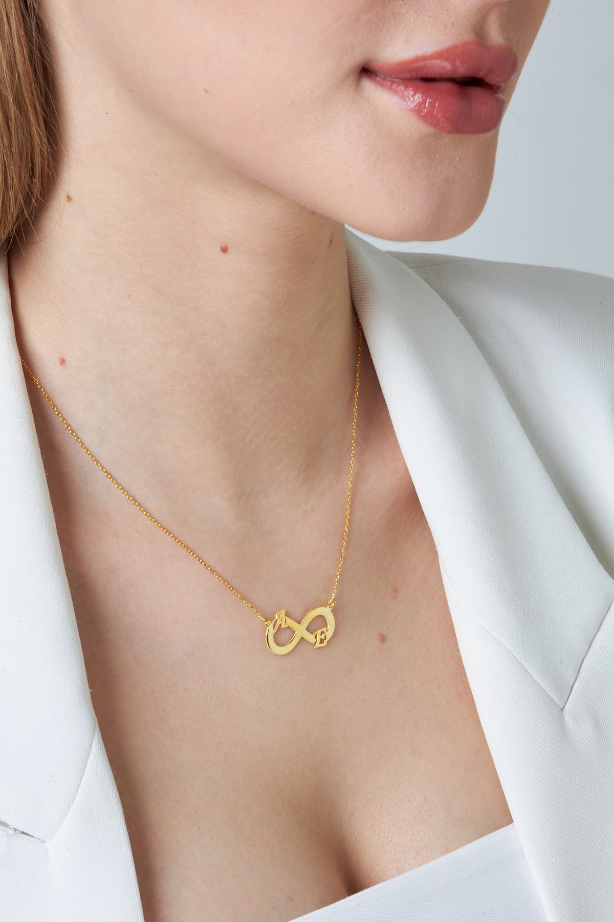 İki Harfli Sonsuzluk Kolye - 925 GÜMÜŞ