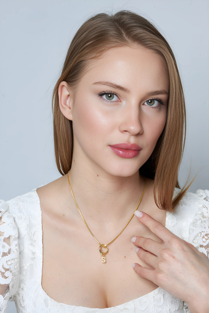 Detaylı Kalp Taş Harf Kolye - 925 GÜMÜŞ