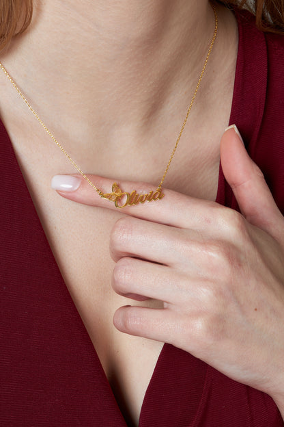 Kelebek Adı Kolye - 925 GÜMÜŞ