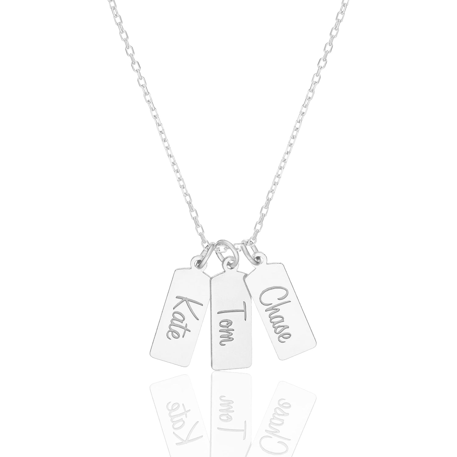 Üçlü Plaka isim Kolye - 925 GÜMÜŞ