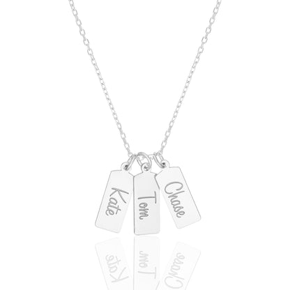 Üçlü Plaka isim Kolye - 925 GÜMÜŞ