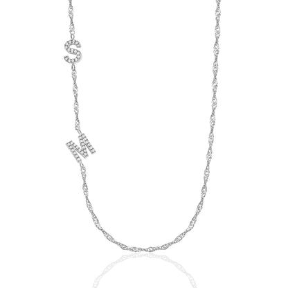 Singapur Zincirli Çift Harfli Köprücük Kolye - 925 GÜMÜŞ