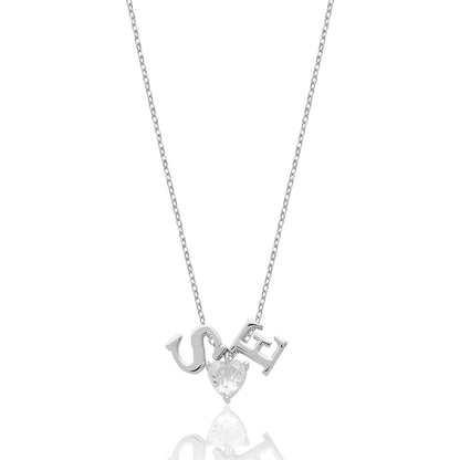 Hacimli İkili Harf Kolye - 925 GÜMÜŞ