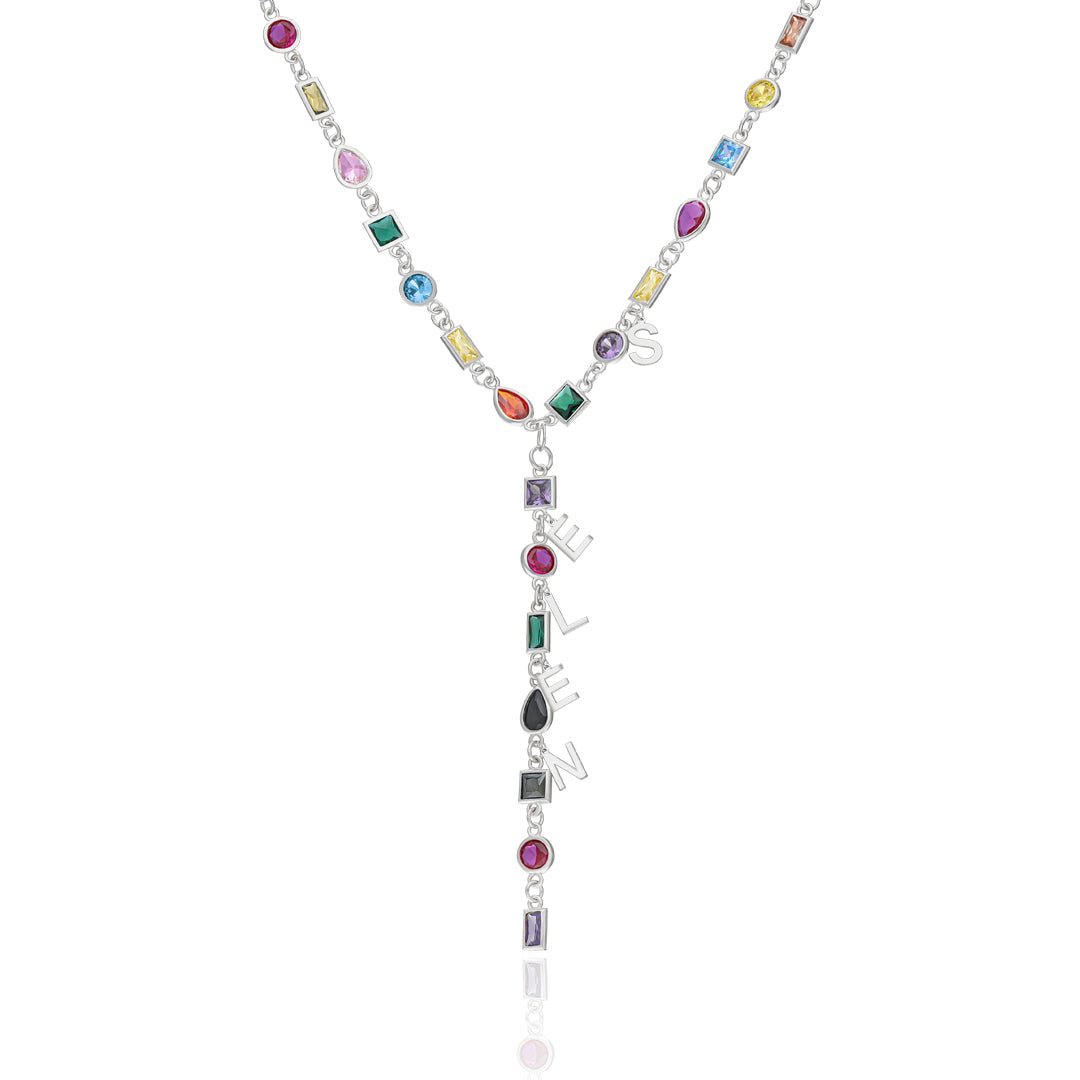 Sade İsimli Gökkuşağı Y kolye - 925 GÜMÜŞ