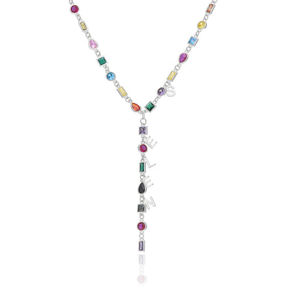 Sade İsimli Gökkuşağı Y kolye - 925 GÜMÜŞ