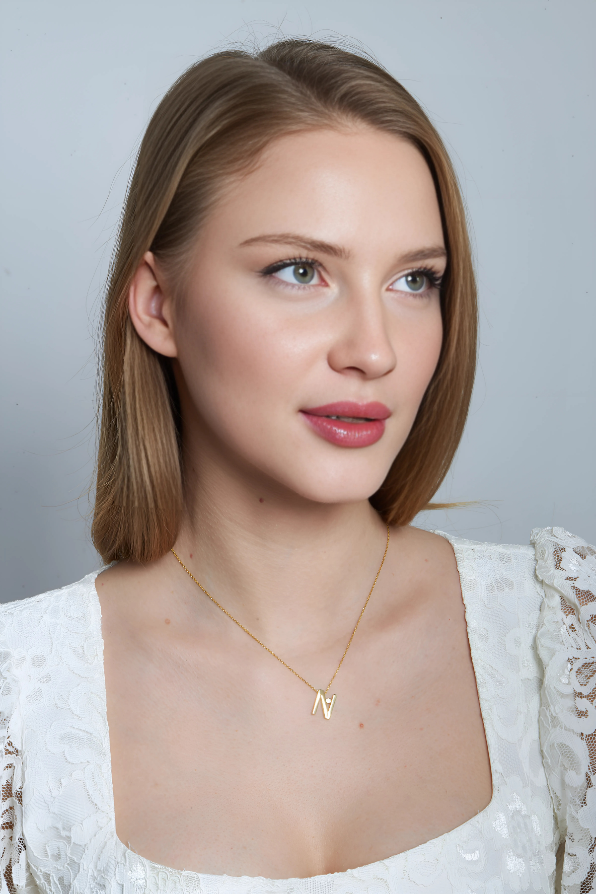 Pırlantalı Harfli Kolye - 925 GÜMÜŞ