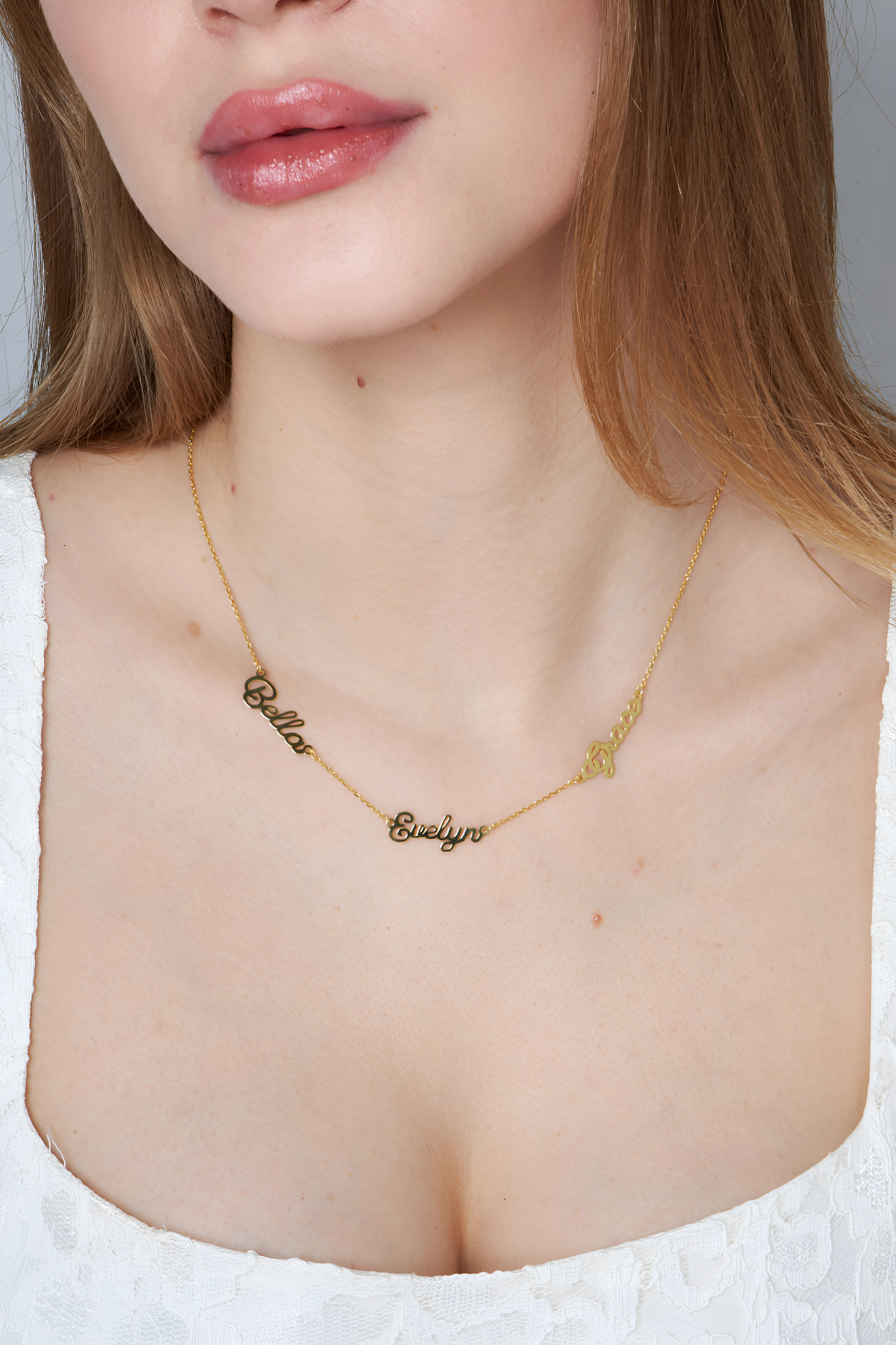 Üç İsimli Aile Zinciri Kolye - 925 GÜMÜŞ