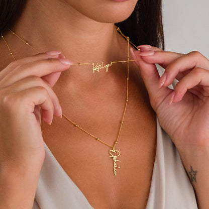 İki İsimli Zincir Kolye - 925 GÜMÜŞ