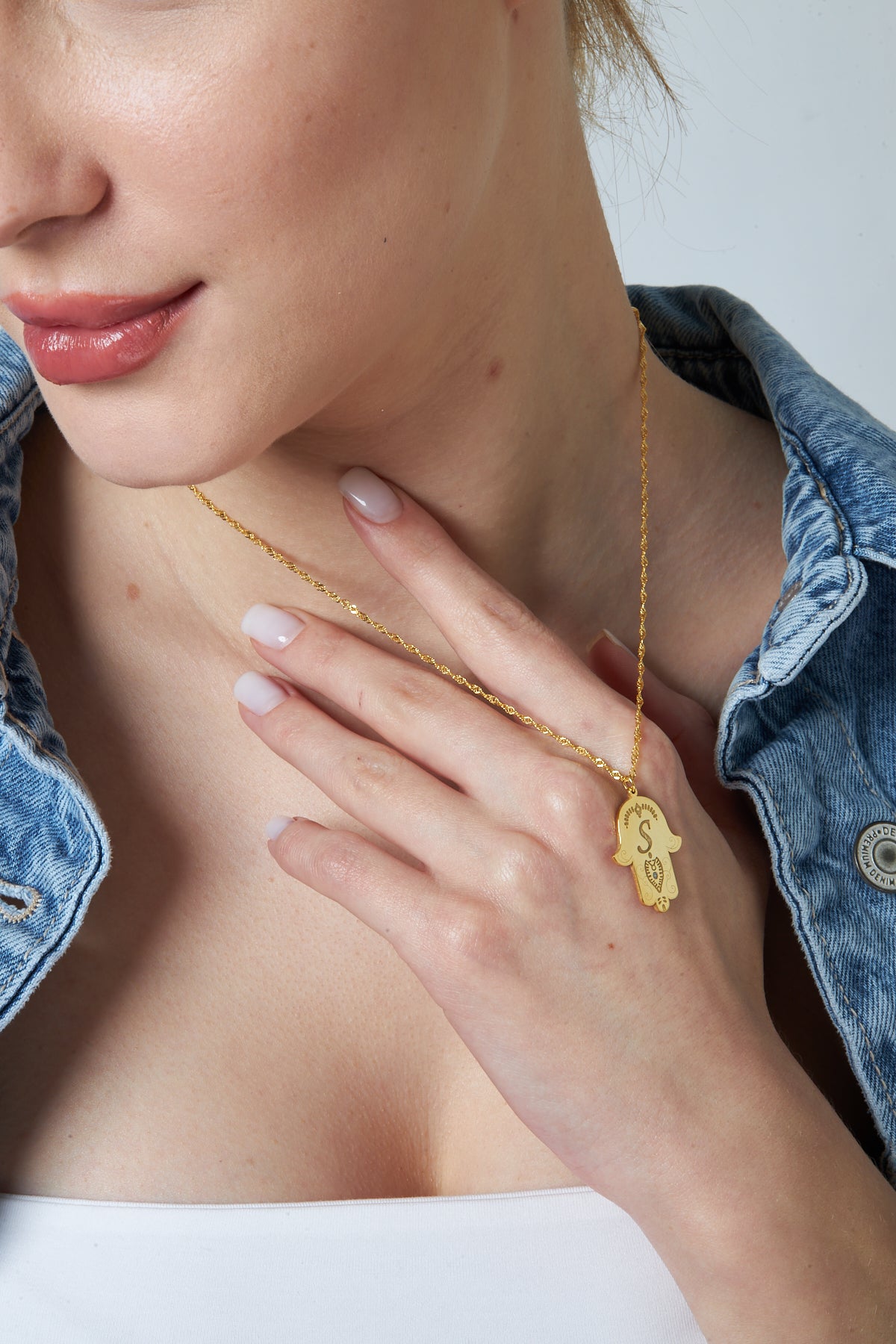 Harfli Fatma Ana Eli Kolye - 925 GÜMÜŞ