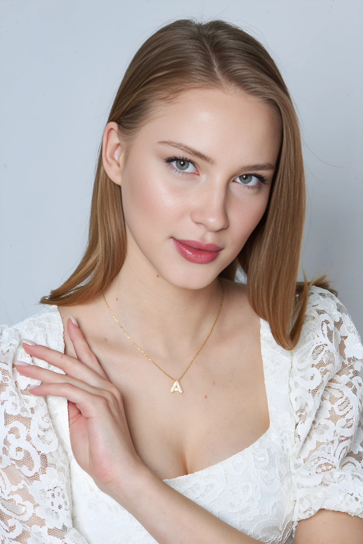 Bombeli Full Taşlı Harf Kolye - 925 GÜMÜŞ