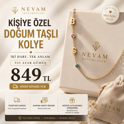 2 Harf Doğum Taşlı Kolye 💎 🚚 Ücretsiz Kargo •