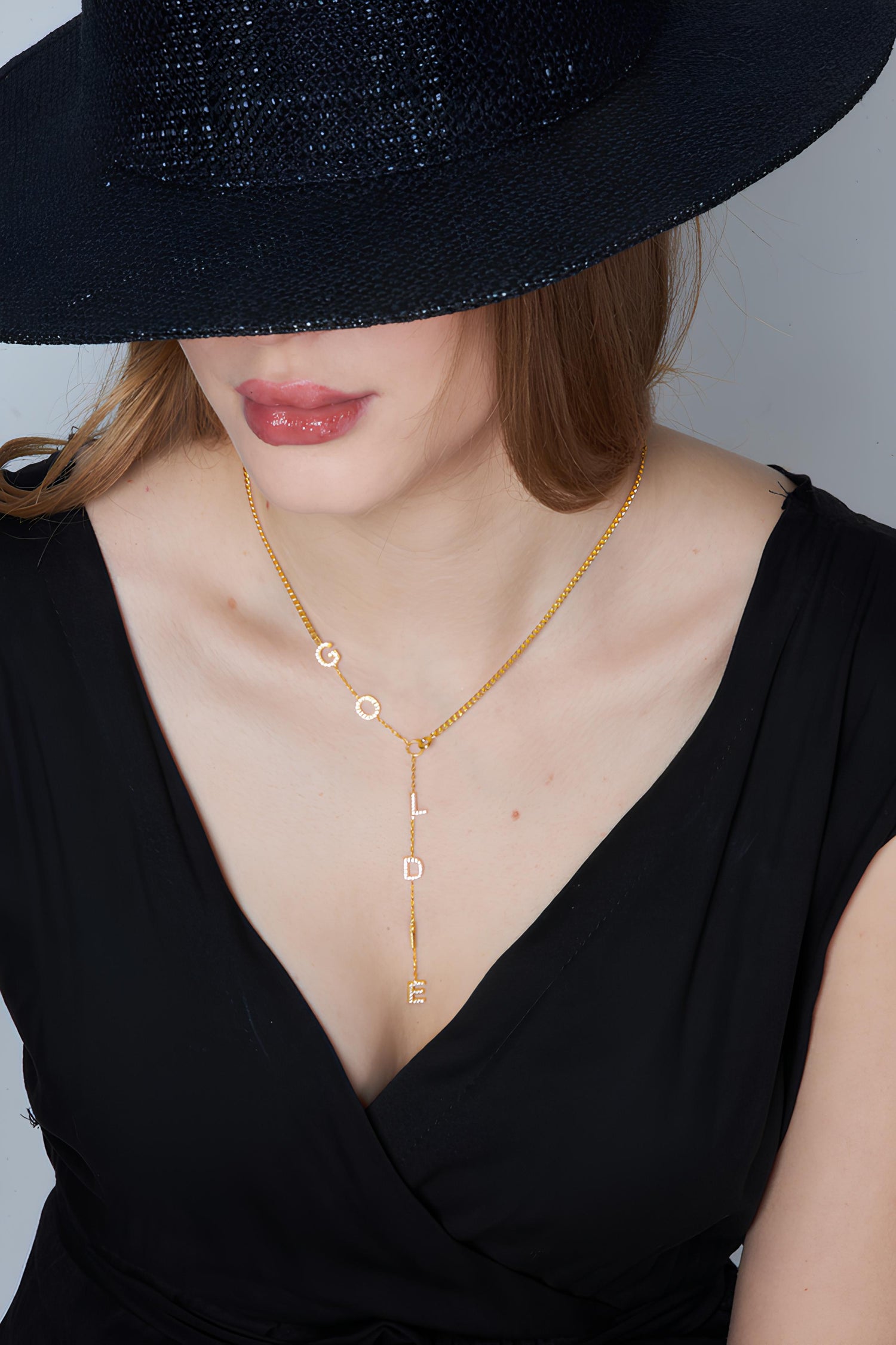 Taşlı Harfli Y Kolye - 925 GÜMÜŞ