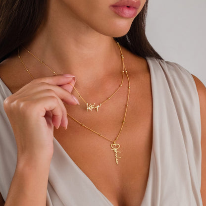 İki İsimli Zincir Kolye - 925 GÜMÜŞ