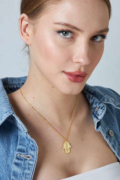 Harfli Fatma Ana Eli Kolye - 925 GÜMÜŞ