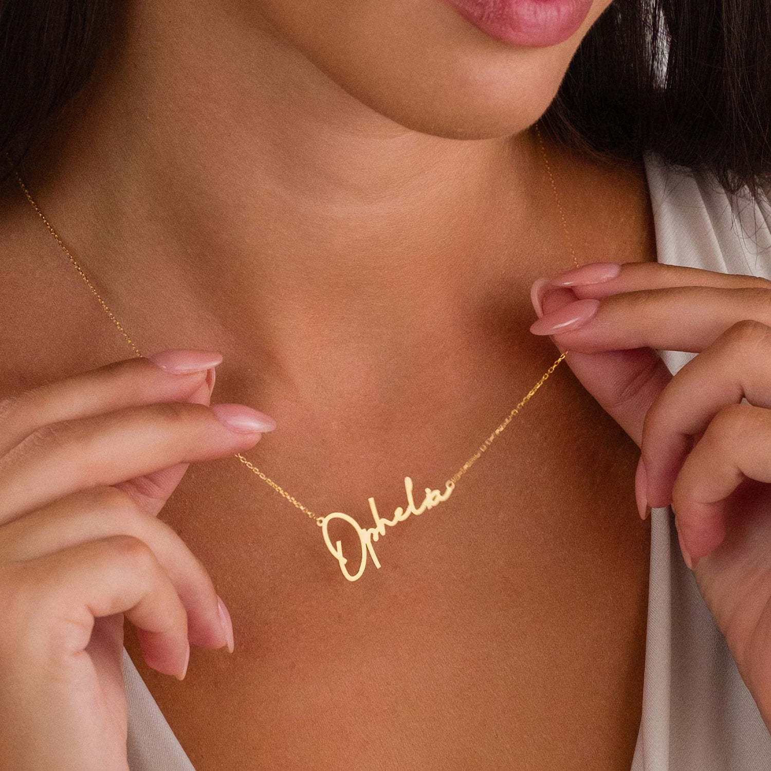 İmzalı İsimli Zincir Kolye - 925 GÜMÜŞ