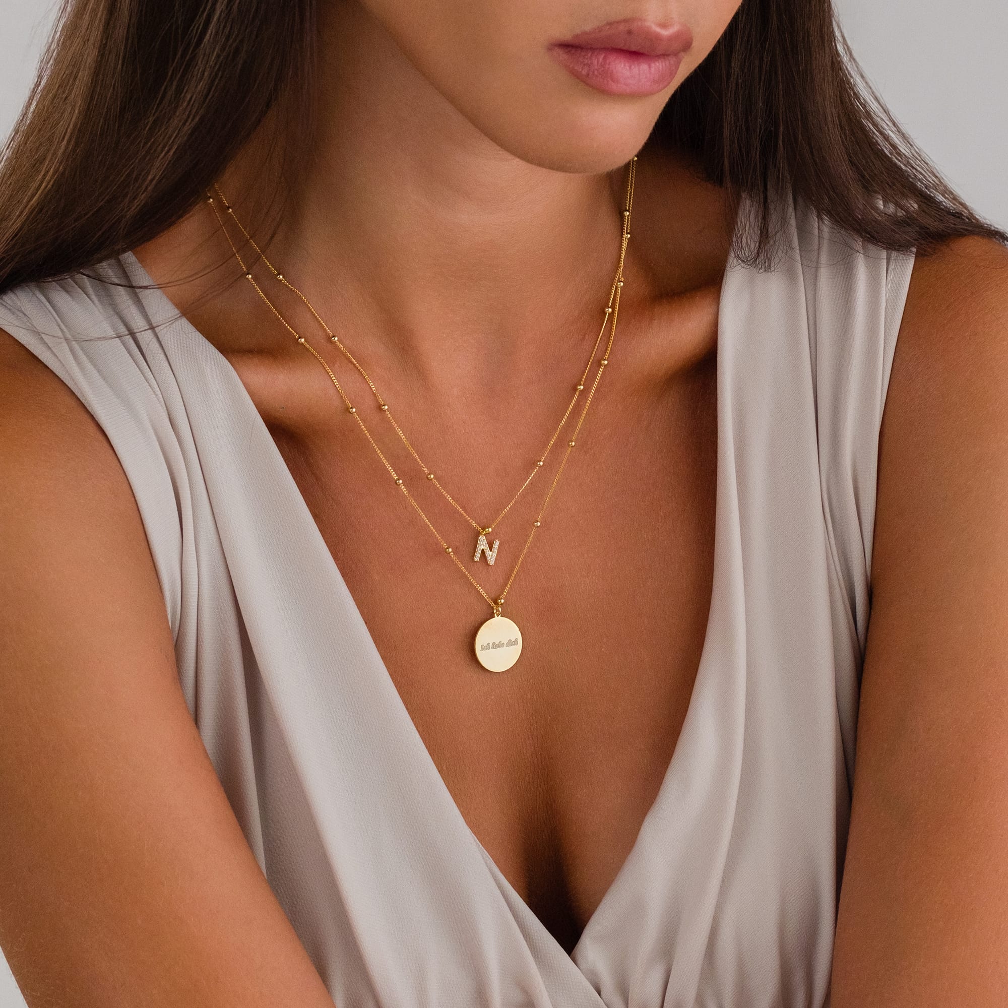 İsim Zincirli Plaka Harfli Kolye - 925 GÜMÜŞ