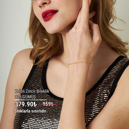 Kalpli Zincir Bileklik - 925 GÜMÜŞ