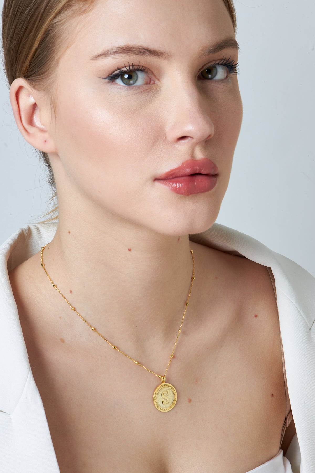 Top Zincirli Madalyon Kolye - 925 GÜMÜŞ