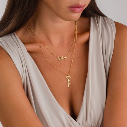 İki İsimli Zincir Kolye - 925 GÜMÜŞ