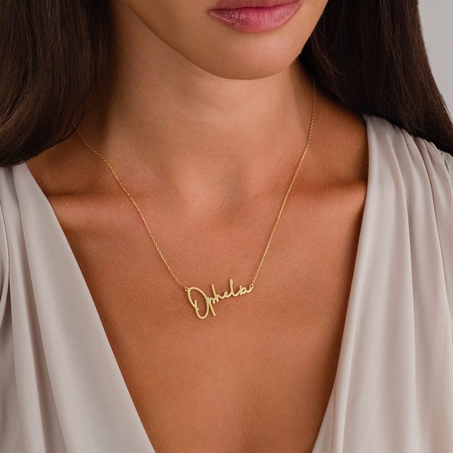 İmzalı İsimli Zincir Kolye - 925 GÜMÜŞ