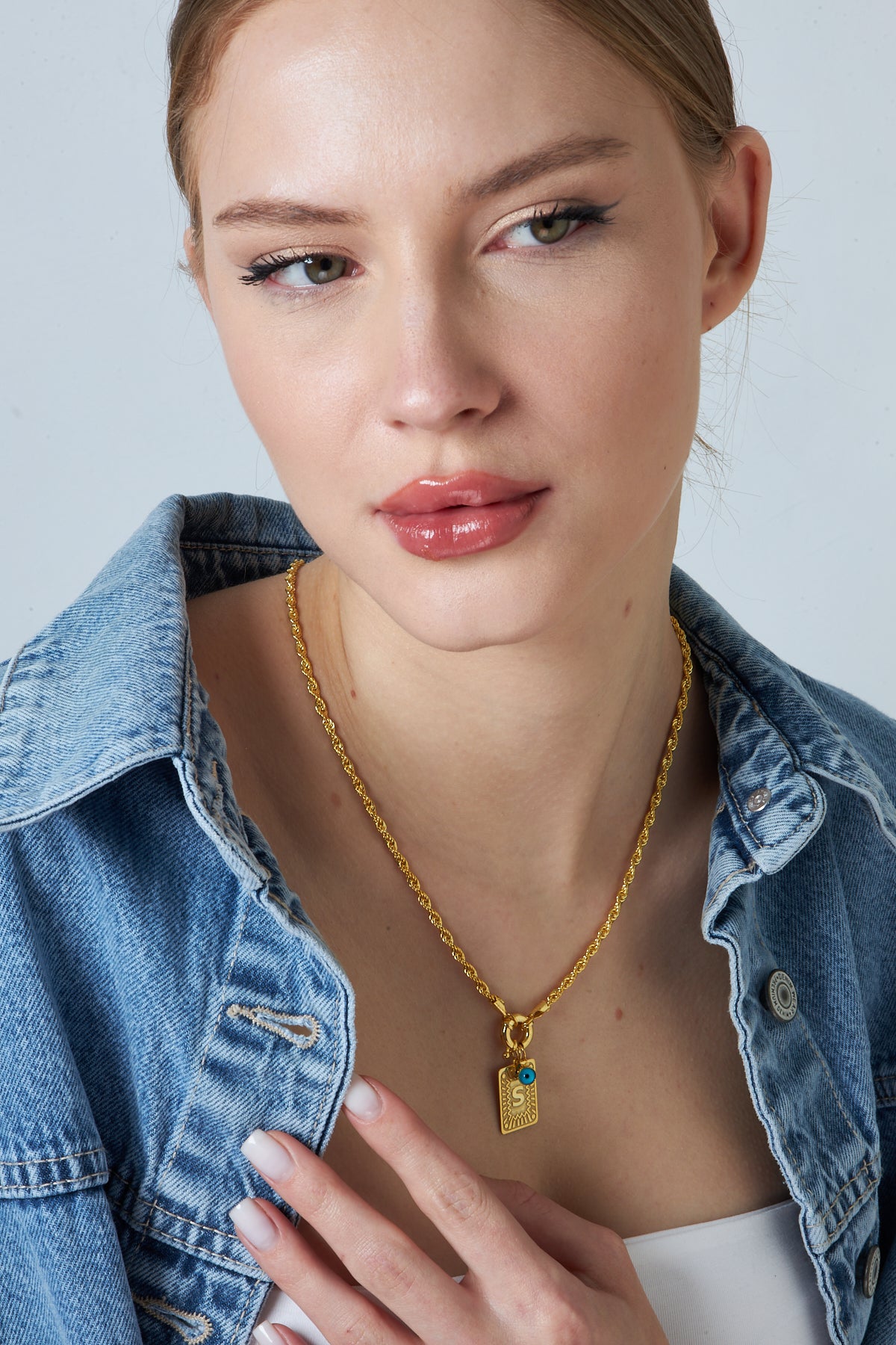 Halat Zincirli Harf Kolye - 925 GÜMÜŞ