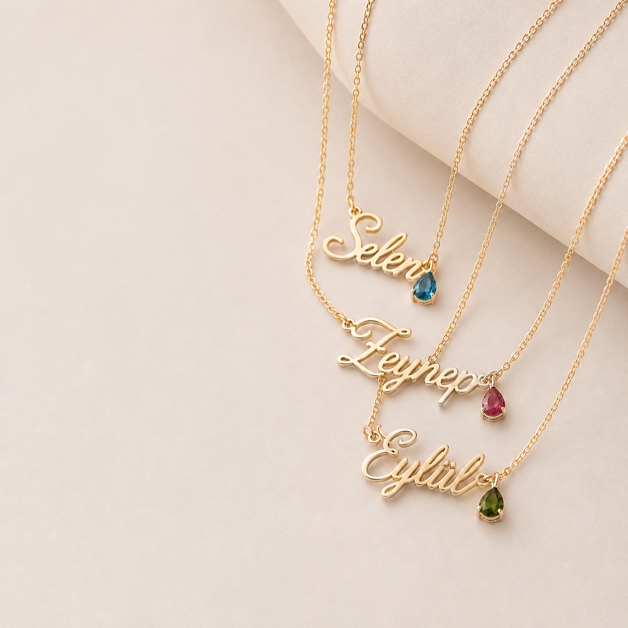 Nevam Aura™ | 925 Ayar Gümüş İsim &amp; Doğum Taşı Kolyesi