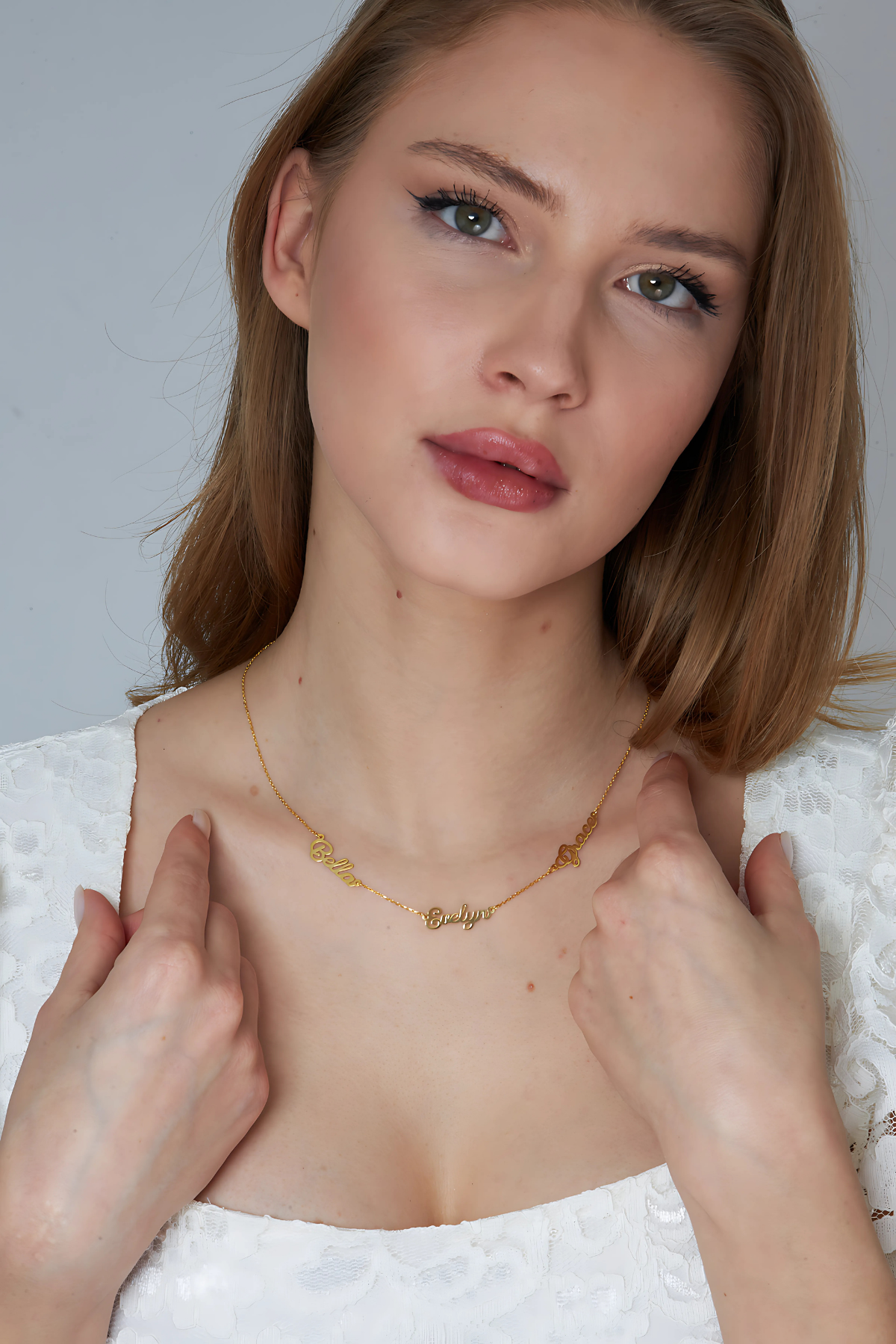 Üç İsimli Aile Zinciri Kolye - 925 GÜMÜŞ