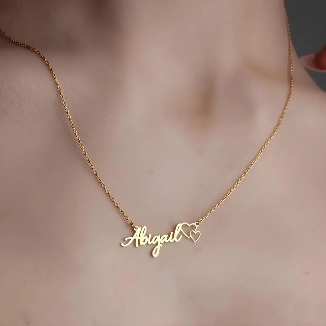 Çift Kalp Yazı Kolye - 925 GÜMÜŞ