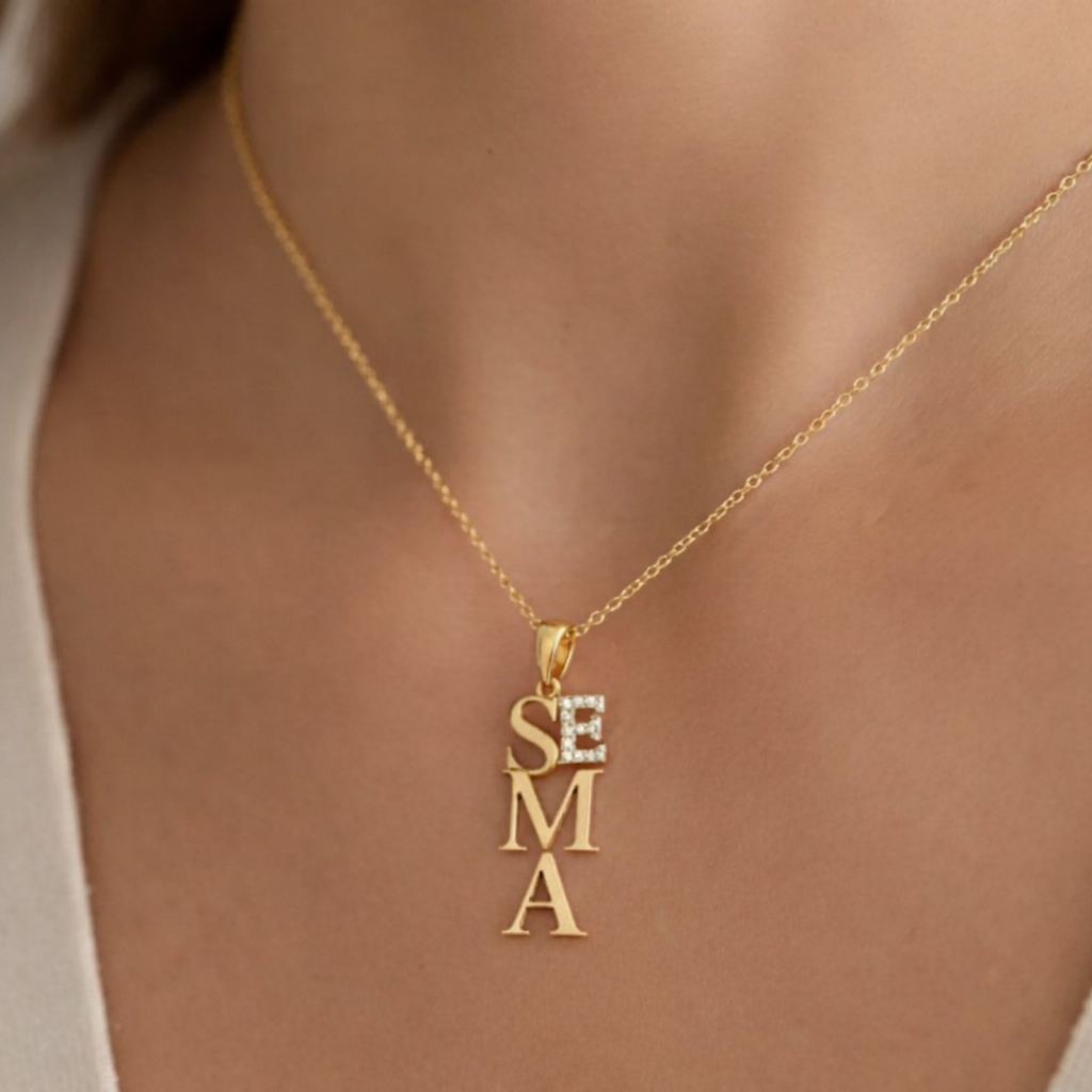 4 Harf Charm Kolye- 925 Gümüş