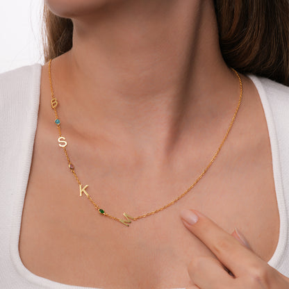 Doğum Taşlı Harf Kolye