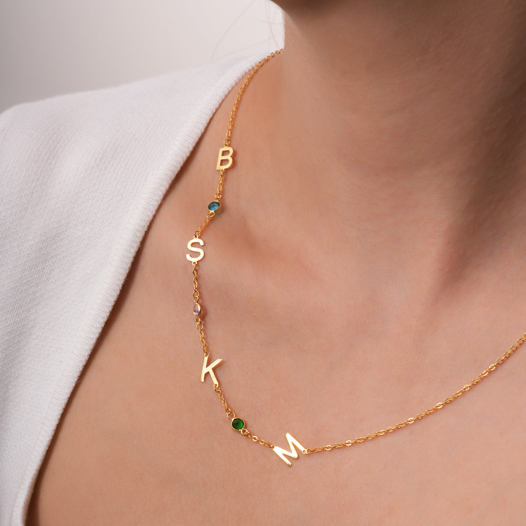 Doğum Taşlı Harf Kolye