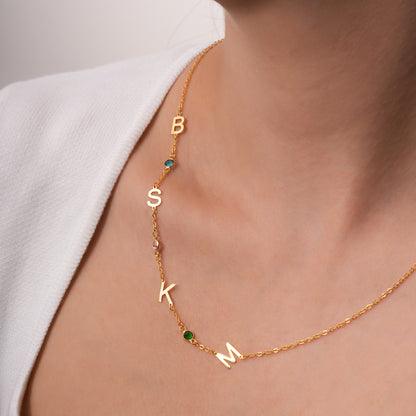 Doğum Taşlı Harf Kolye