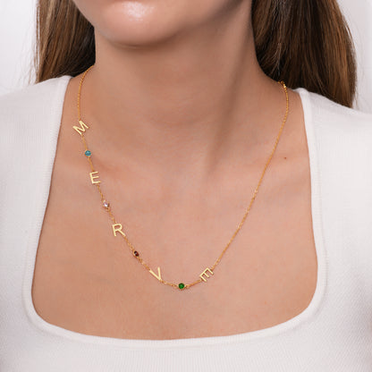 Doğum Taşlı İsim Kolye