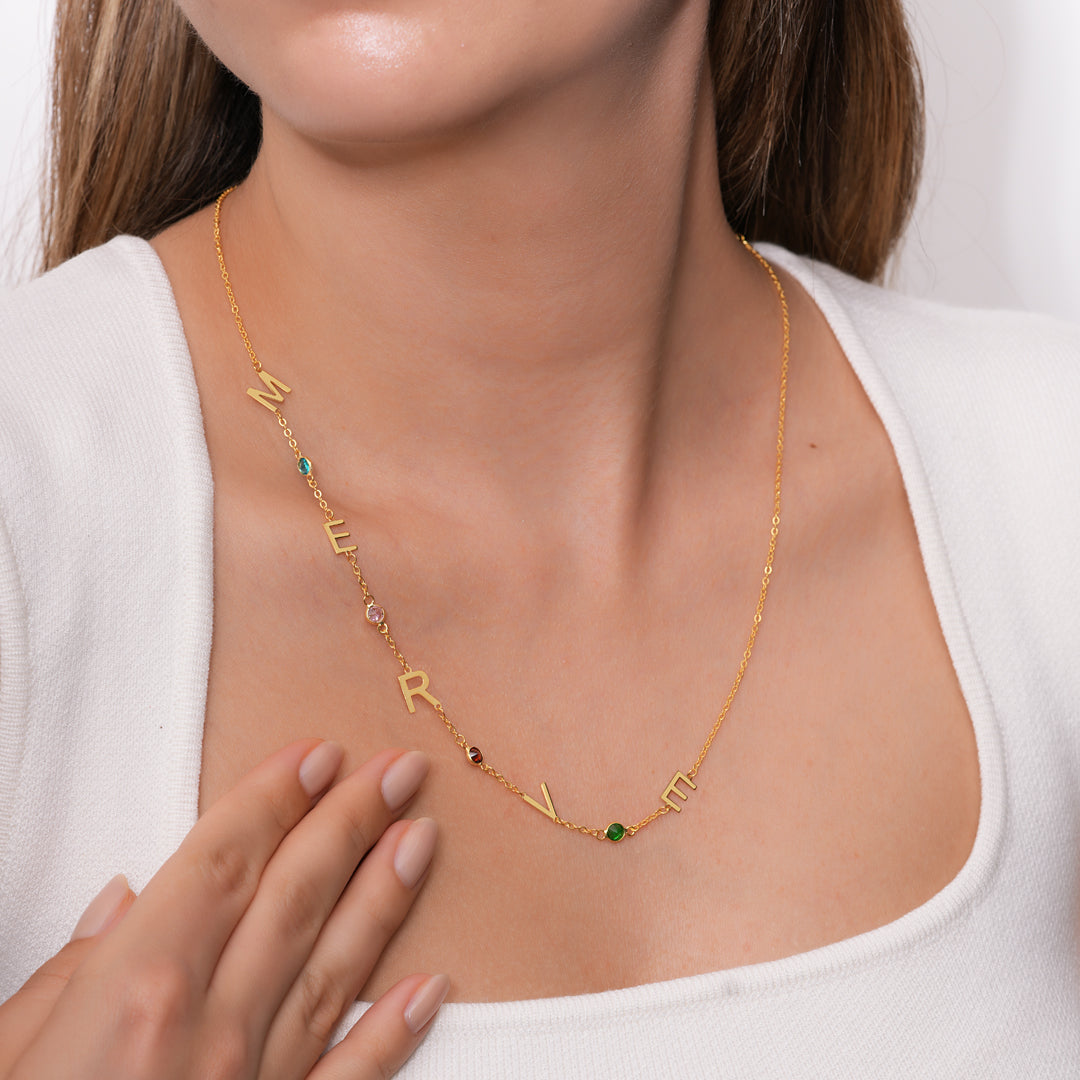 Doğum Taşlı İsim Kolye