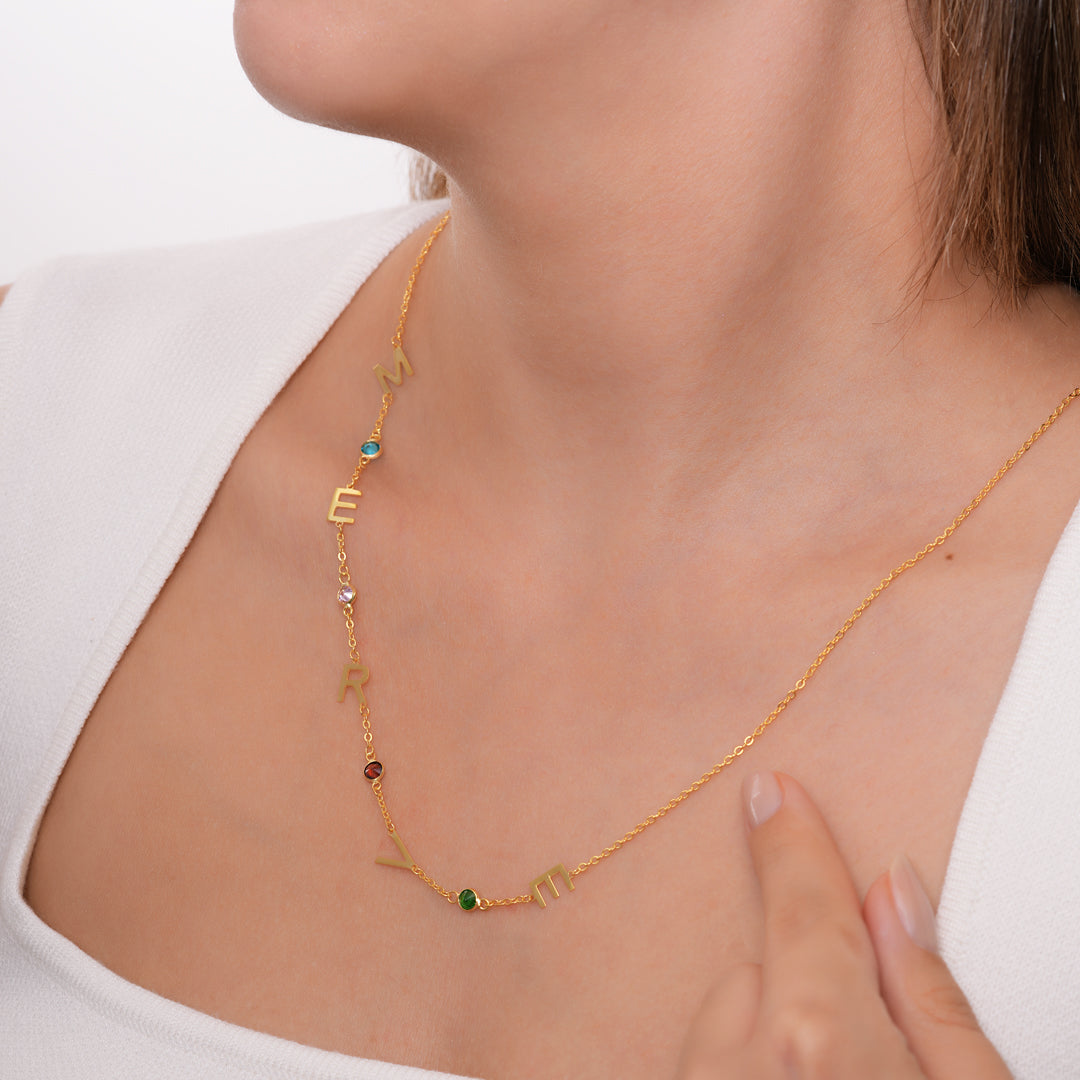 Doğum Taşlı İsim Kolye