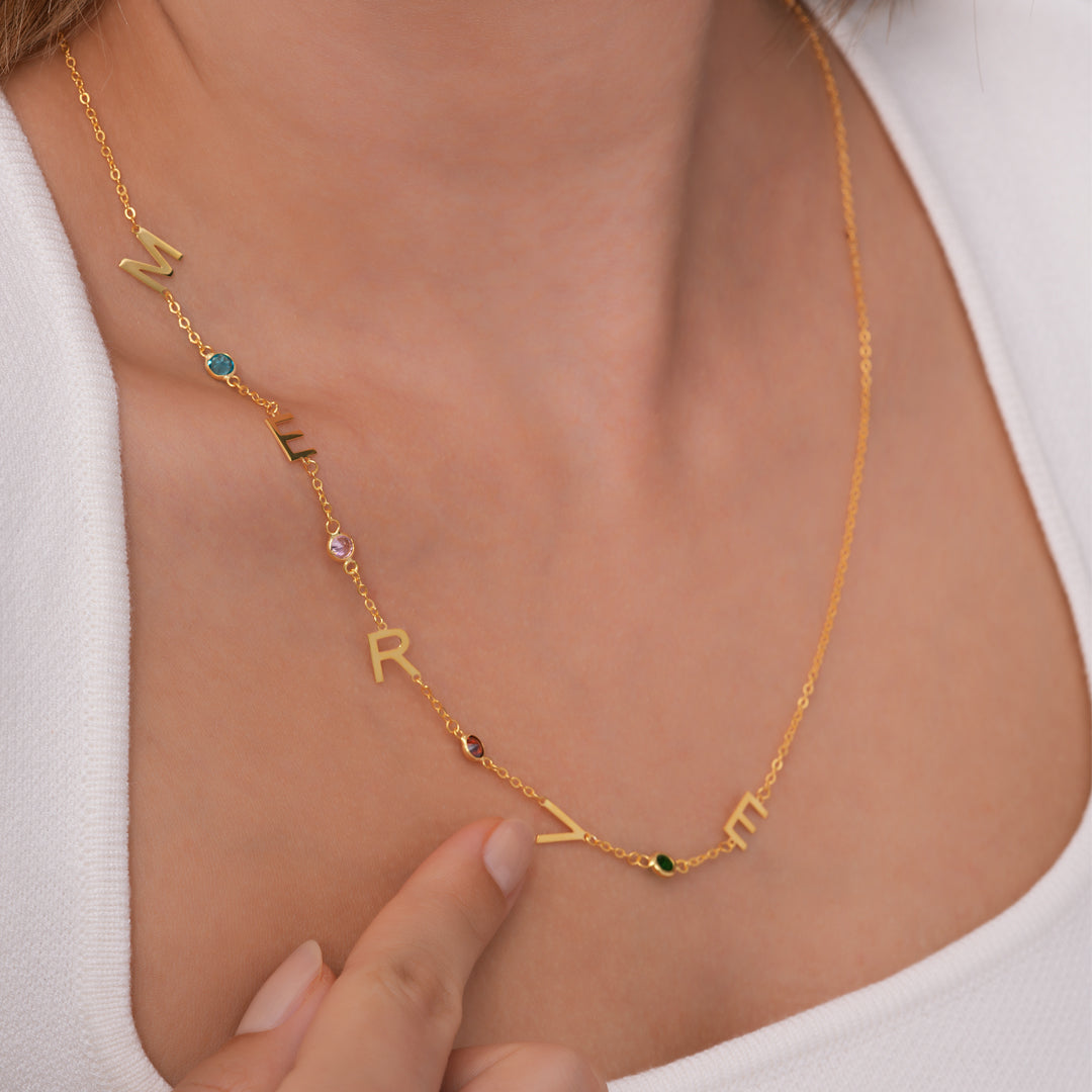 Doğum Taşlı İsim Kolye